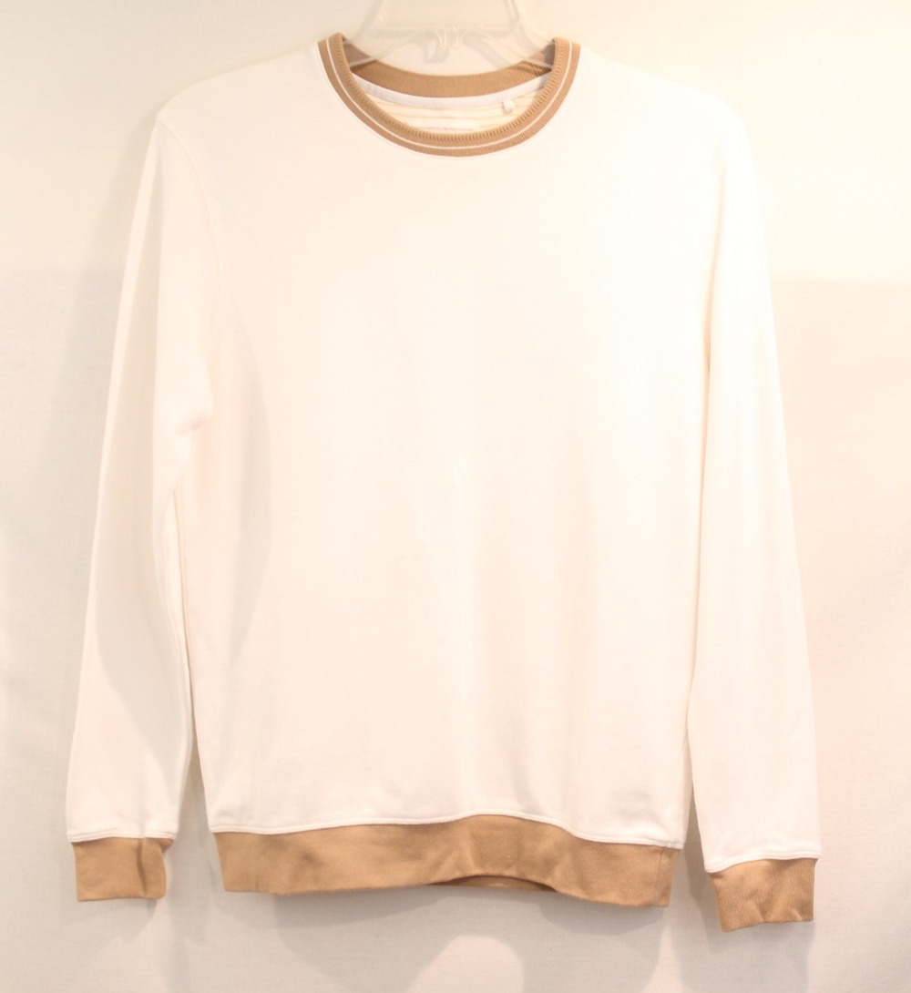Denim and Flower Ricky Singh Crew Neck Sweatshirt Mens M White Beige Pullover